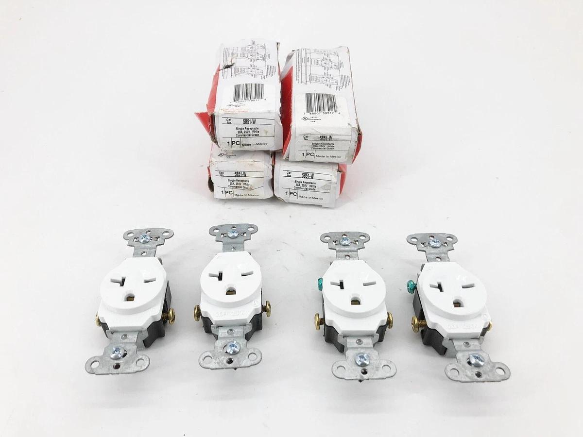 Lot of 4 New Legrand 5851-W Single Receptacles 20A 250V White