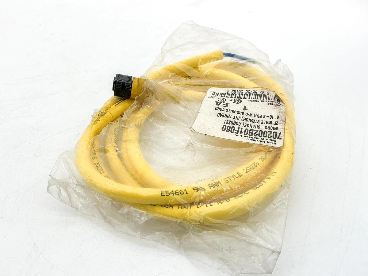 New Brad Harrison 702002B01F060 Cordset Micro-Change 2P Male 6' 18-2