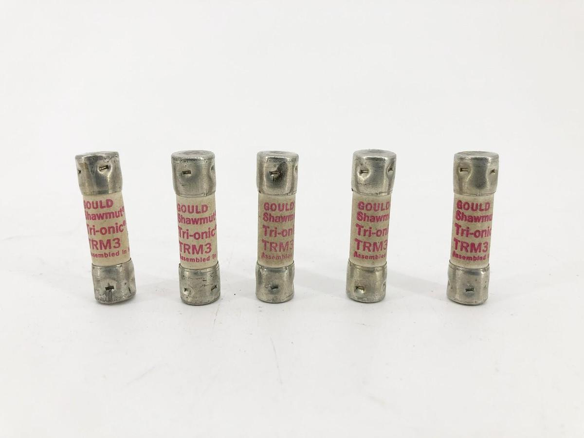 Lot of 5 New Gould Shawmut TRM3 Time Delay Fuses 3A 250V