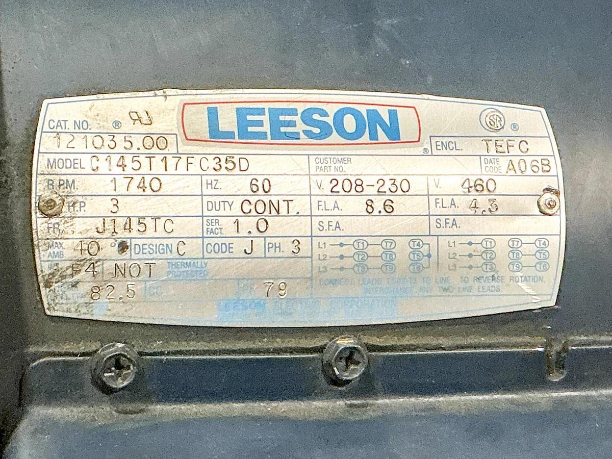 Used Leeson Dayton 121035.00 Electric Motor Model C145T17FC35D W/ S6MDF3111N Gear Box