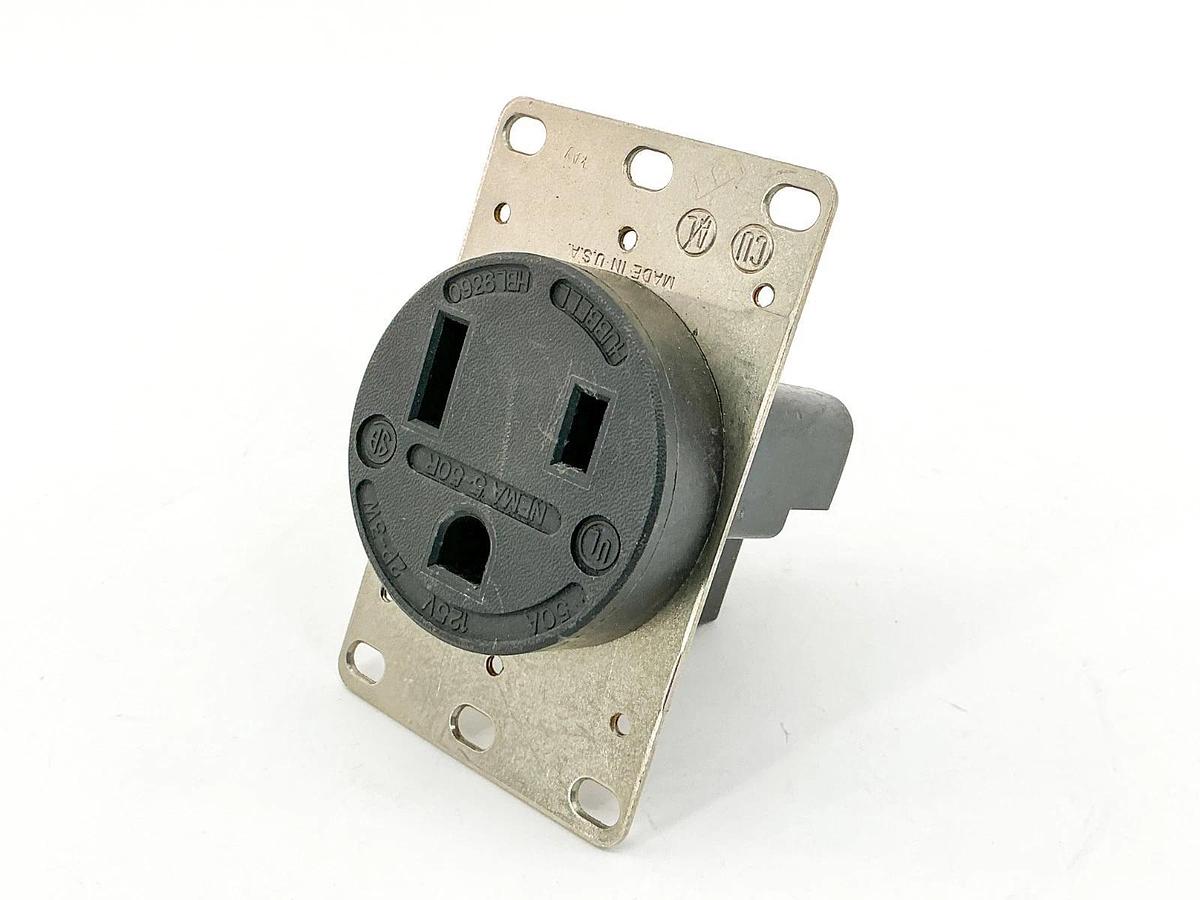 New Hubbell HBL9360 Straight Blade Devices Receptacle 50A 125V 2P 3 Wire -No Box