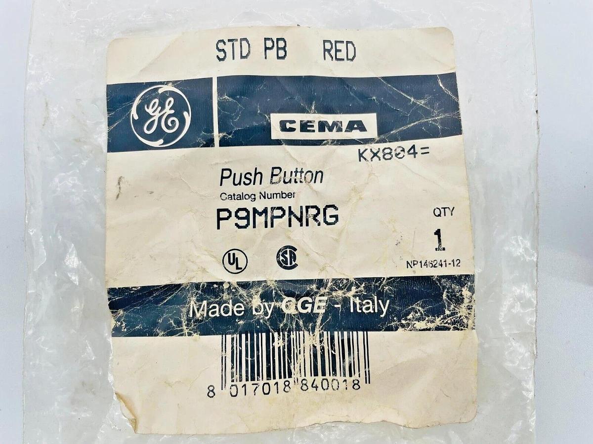 New GE P9MPNRG Push Button Red