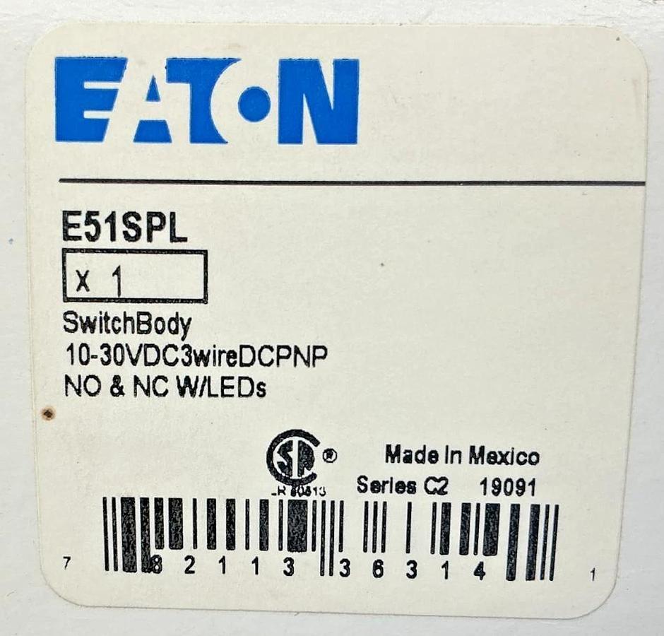New Eaton E51SPL Ser C2 Switch Body 3-Wire NO & NC 0.6A 10-30VDC 50/60HZ