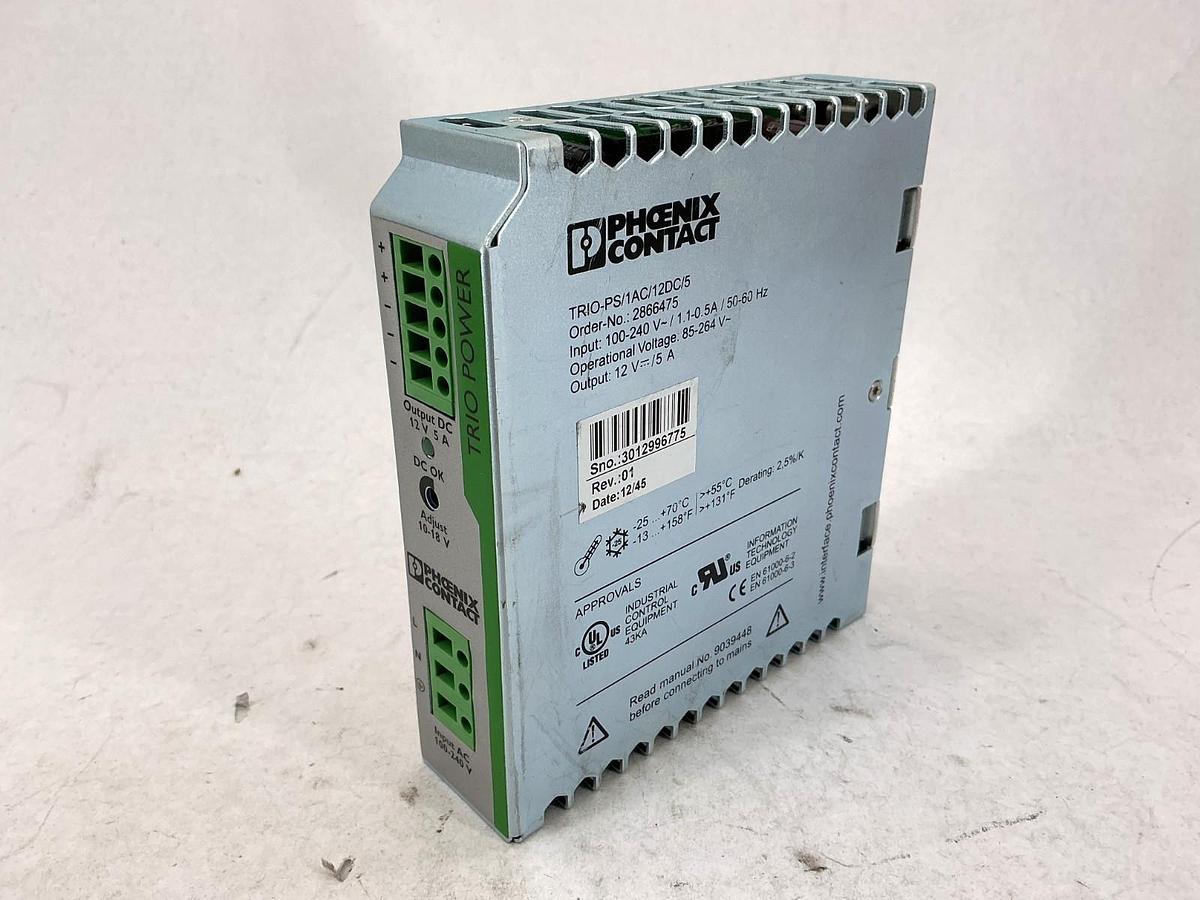 Used Phoenix Contact TRIO-PS/1AC/12DC/5 Power Supply 1-Phase OUT 5A 12V 2866475