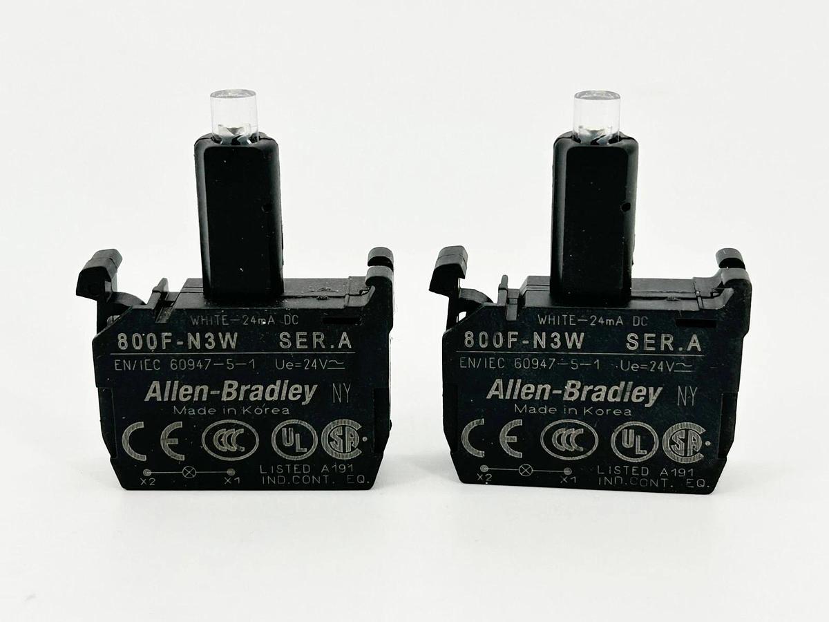 New Lot of 2 Allen Bradley 800F-N3W Lamp Module Integrated LED 24V AC/DC