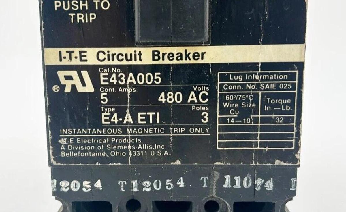 New Siemens Circuit Breaker Interrupter E43A005 5A 480V 3P