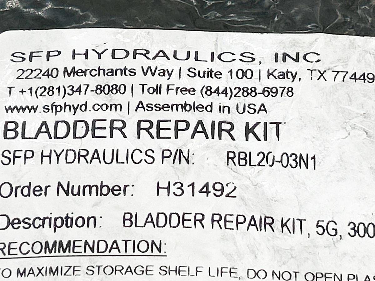 New SFP Hydraulics Inc RBL20-03N1 Bladder Repair Kit 3000PSI 5 Gallon Nitrile Bl
