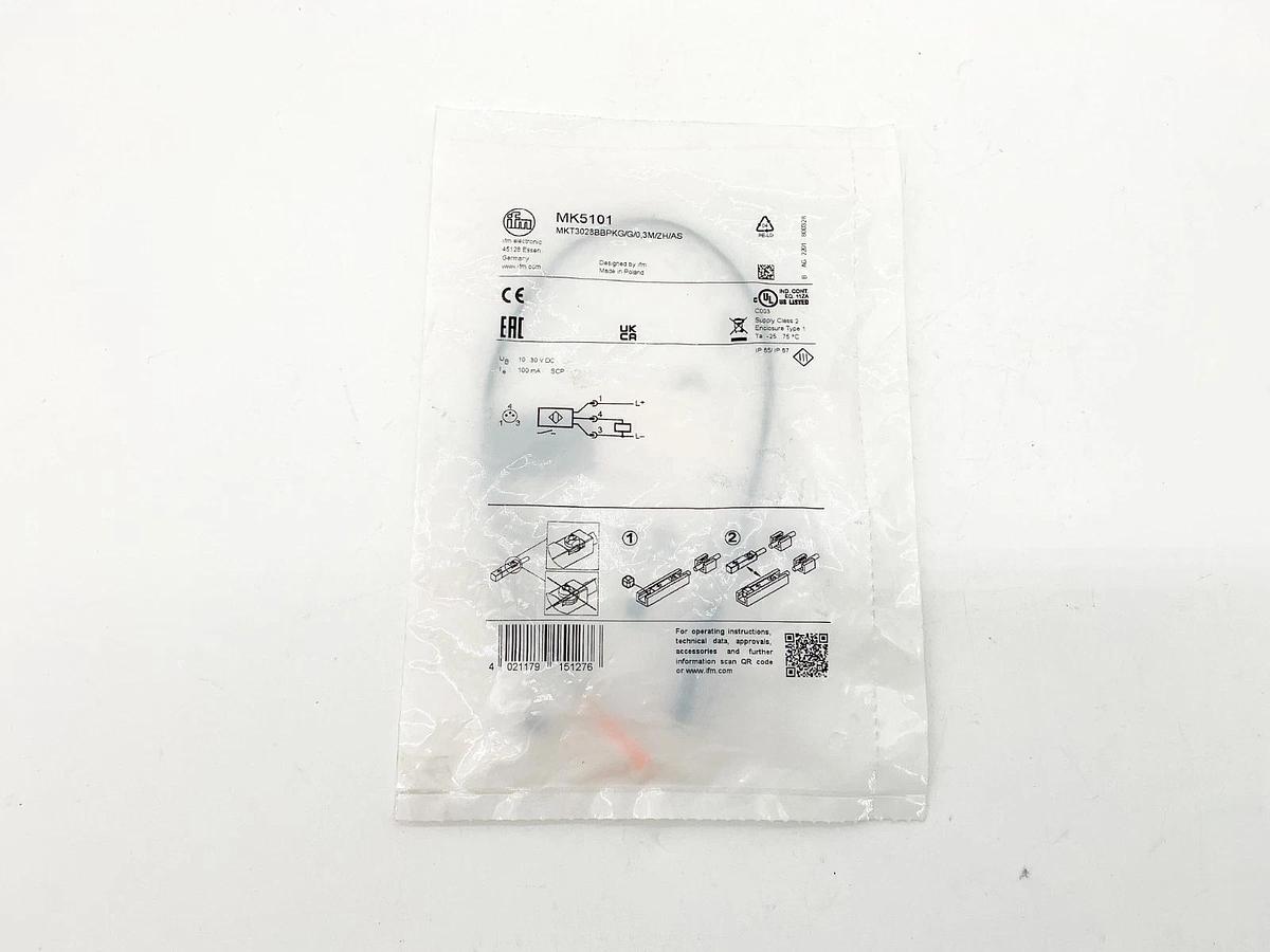 New IFM MK5101 T-Slot Cylinder Sensor 30VDC 100mA MKT3028BBPKG/G/0,3M/ZH/AS