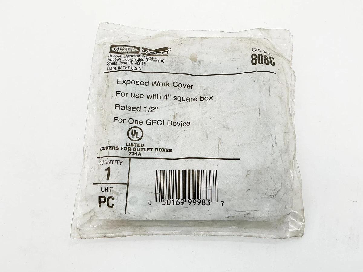 New Lot of 3 Hubbell 808C ExposedWork Cover 4” Square 1/2” Raised