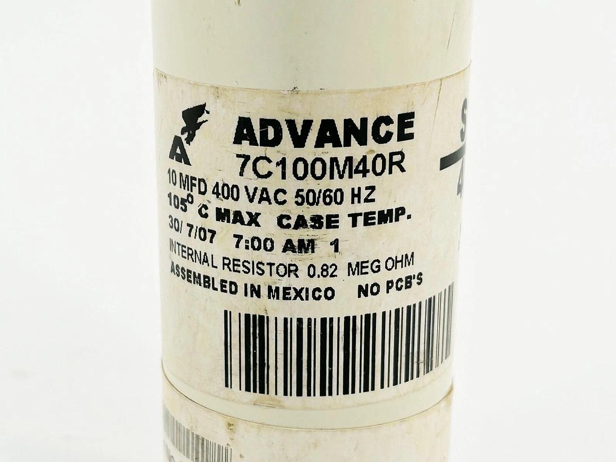 New Lot of 2 Advance 7C100M40R Capacitor Dry 10MFD 400V 50/60Hz