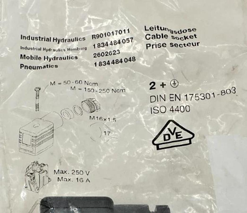 Lot of 3 New Rexroth 1-834-484-048 Plug-In Connector 16A 250V R901017011