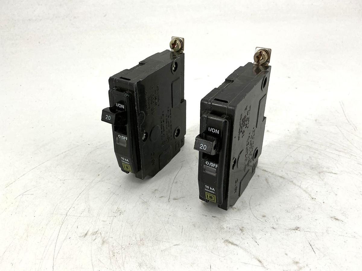 Lot of 2 New Square D QOB120 Circuit Breaker 1-Pole 20A 120/240V