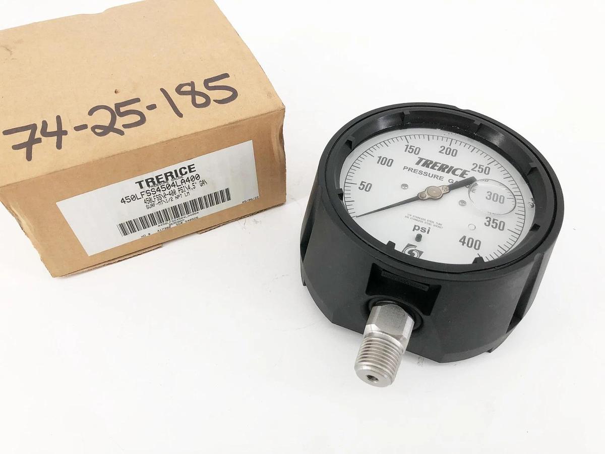 New Trerice 450LFSS4504LA400 Process Gauge 450LFSS 0-400psi 4.5" 1/2" LM