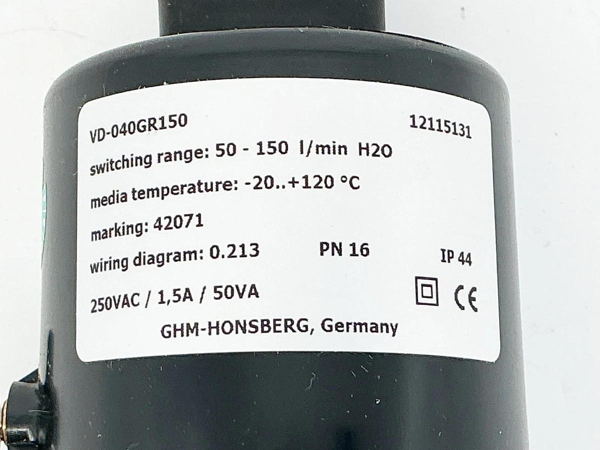 New GHM-Honsberg VD-040GR150 Adjustable Flow Switch 250V 1.5A 50VA - No Box