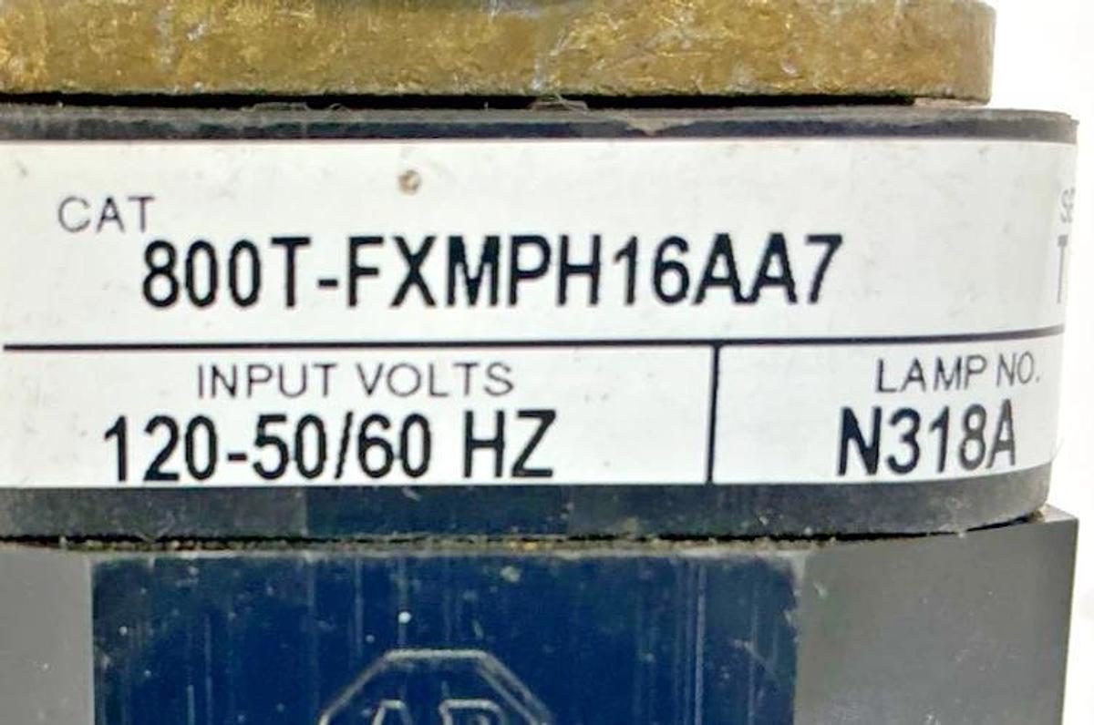 Used Allen Bradley 800T-FXMPH16AA7 Ser T Push Button Push/Pull 30.5mm 50/60HZ