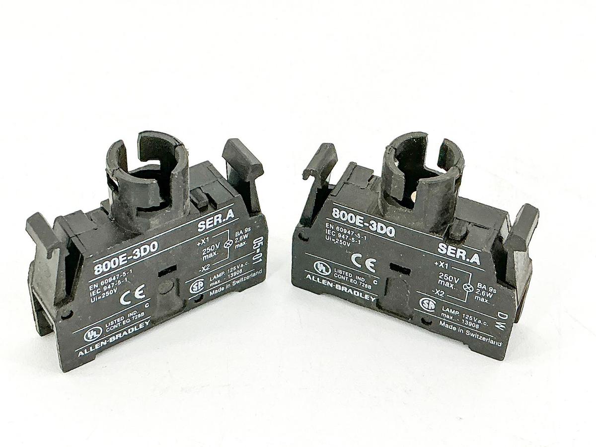 New Lot of 2 Allen Bradley 800E-3D0 Lamp Module 250V Ser.A - No Box