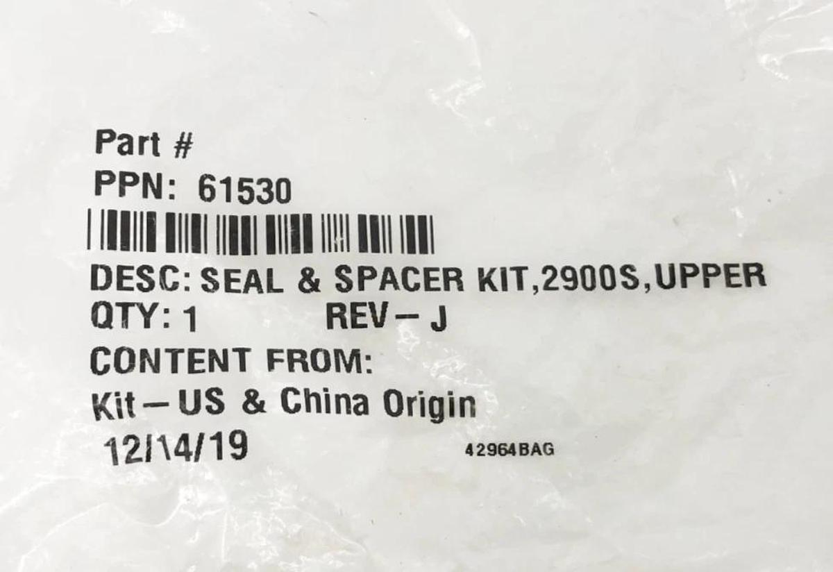 New 61530 Seal & Spacer Kit 2900S Upper Rev J