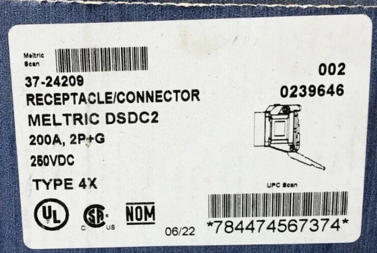 New Meltric 37-24209 Receptacle 200A 2P+G 250VDC DSDC2