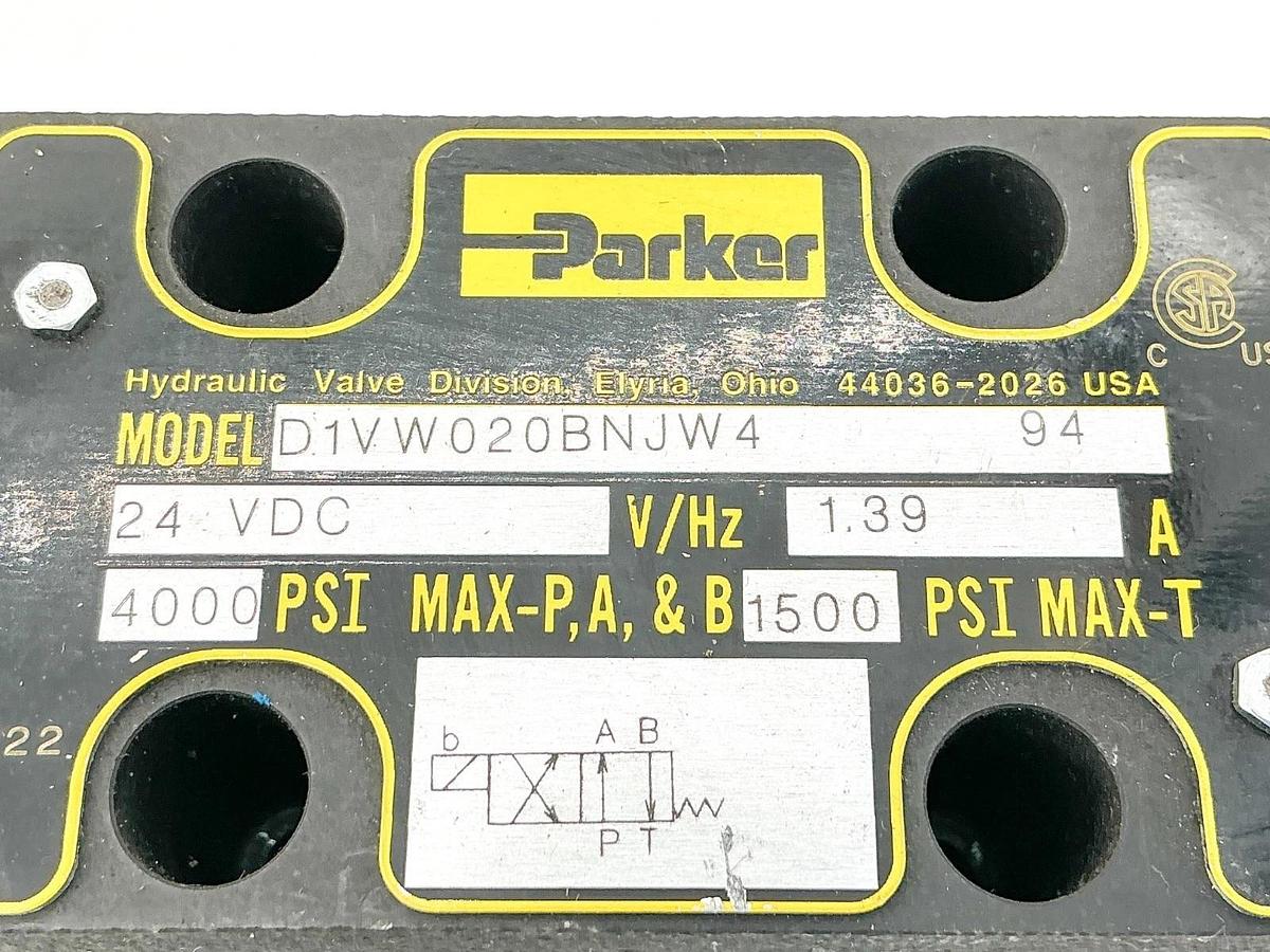 New Parker D1VW020BNJW4-94 Hydraulic Control Valve 4000PSI 24VDC 1.39A W/O Coil