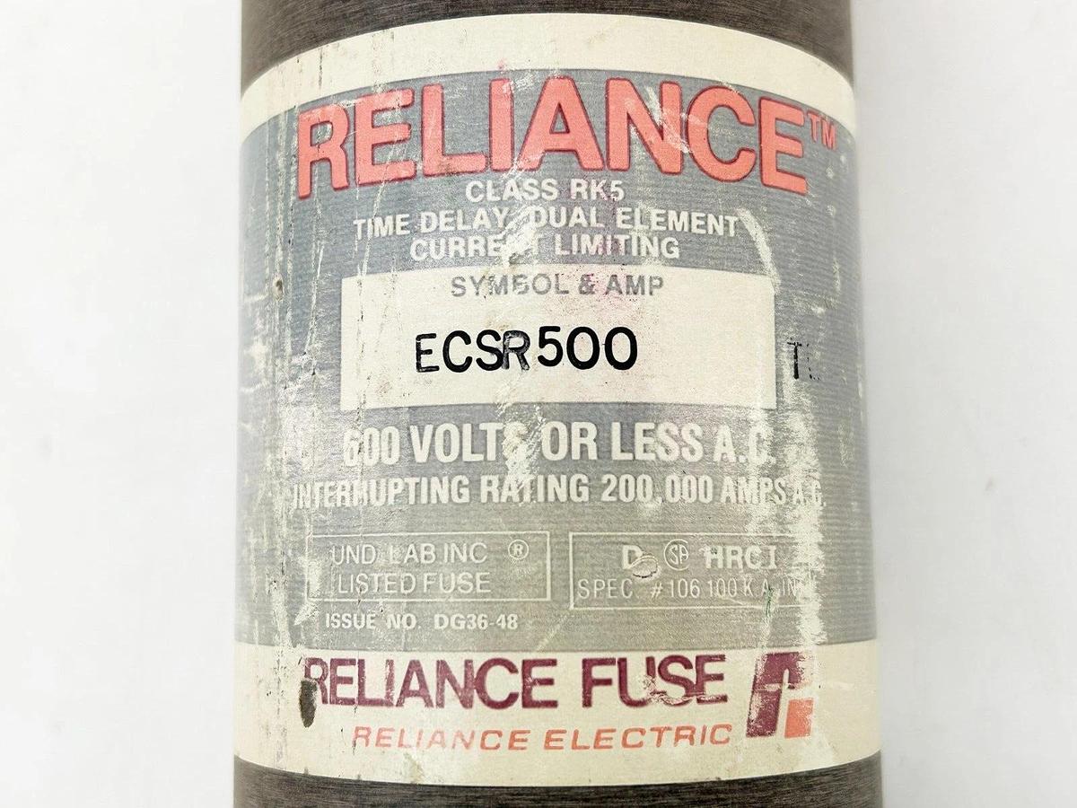 New Reliance ECSR500 Time Delay Dual Element Fuse 500A 600V Class RK5