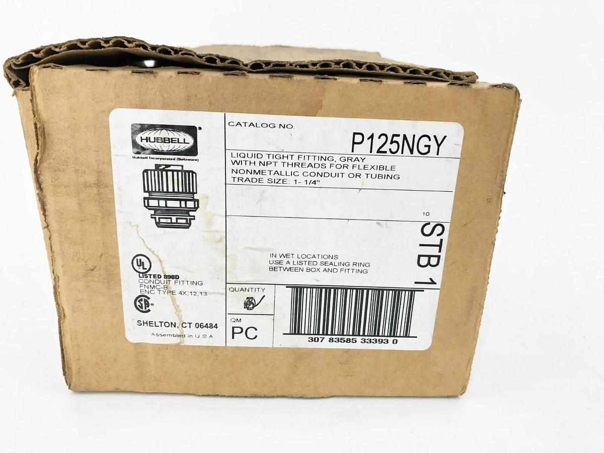 Lot of 3 New Hubbell P125NGY Conduit Fittings Nylon Trade Size 1-1/4" 21VF90