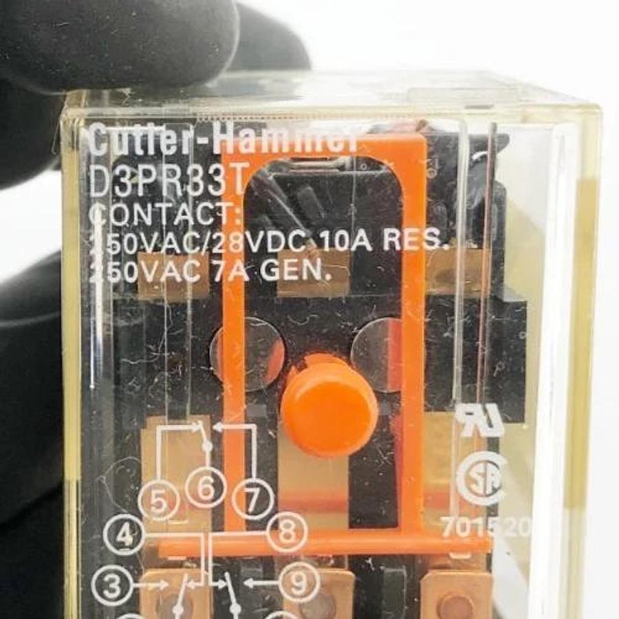 New Cutler Hammer D3PR33T Relay 3PDT 24VAC w/ Test Button - No Box