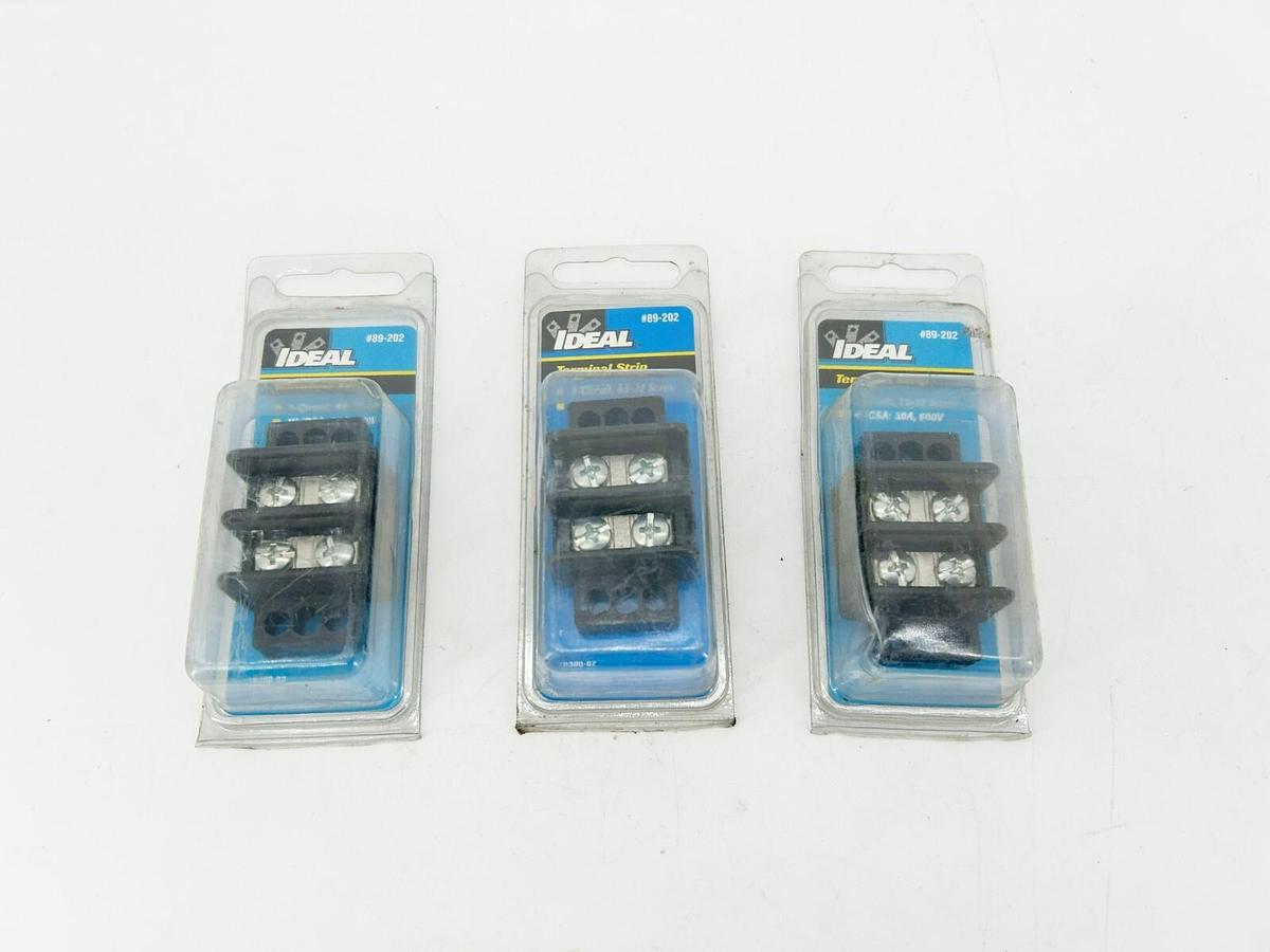 Lot of 3 New Ideal Ideal 89-202 Terminal Strips 30A 600V