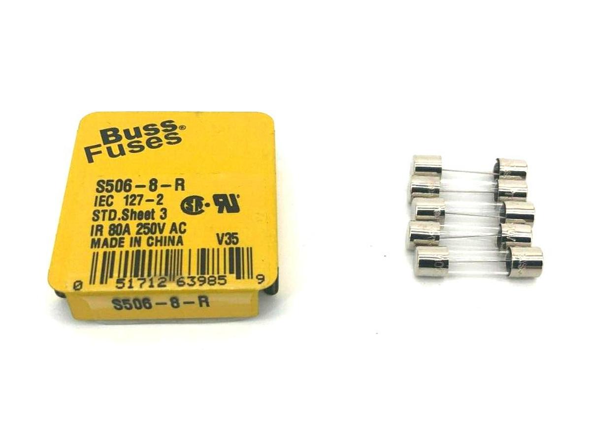 Box of 5 New Bussmann S506-8-R Fuses 8A 250VAC