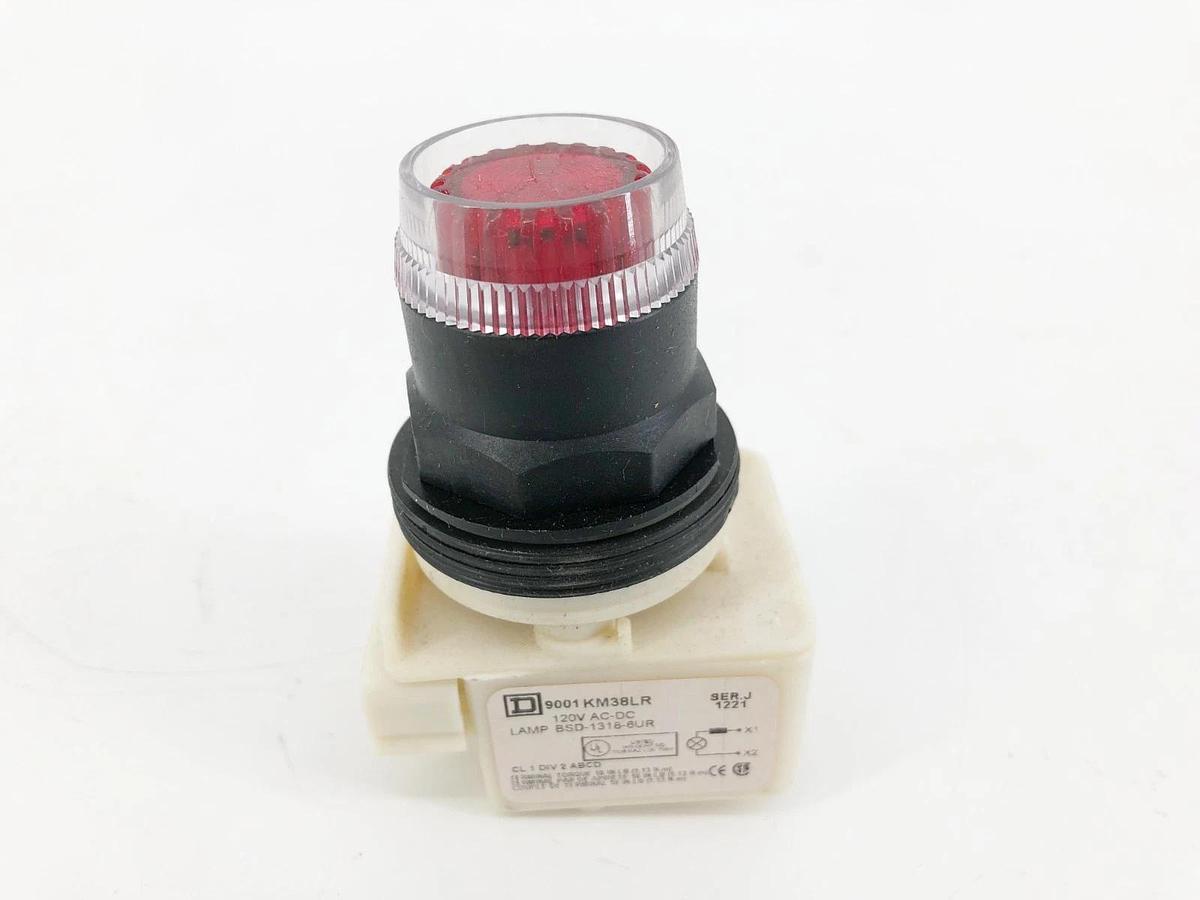 New Schneider Electric 9001SK1L38LRR Red Pushbutton 120VAC/DC Ser. J