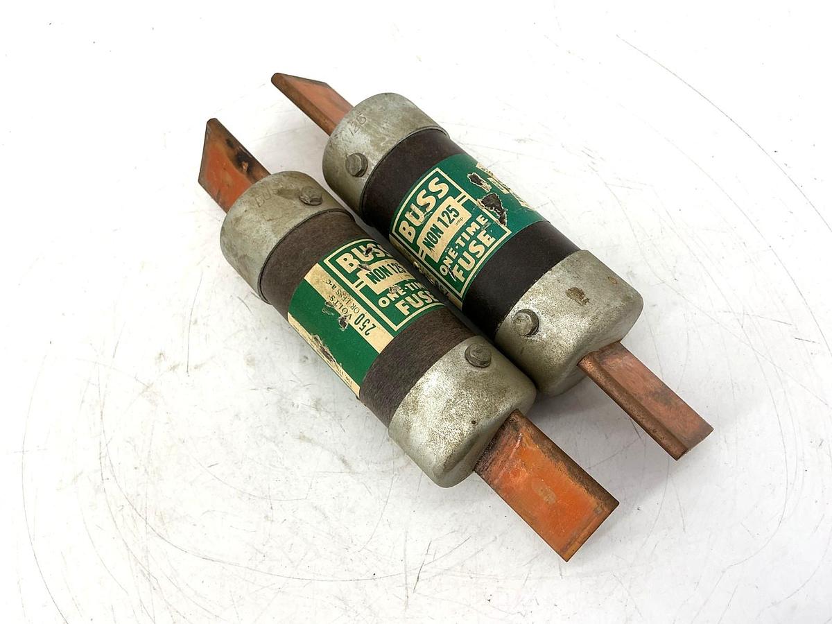 Used Lot of 2 Bussmann NON-125 One-Time Fuse 125A 250V