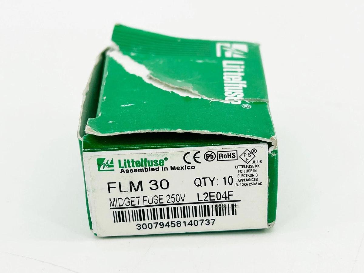 New Box of 10 Littelfuse FLM-30 Time Delay Fuse 30Amp 250V