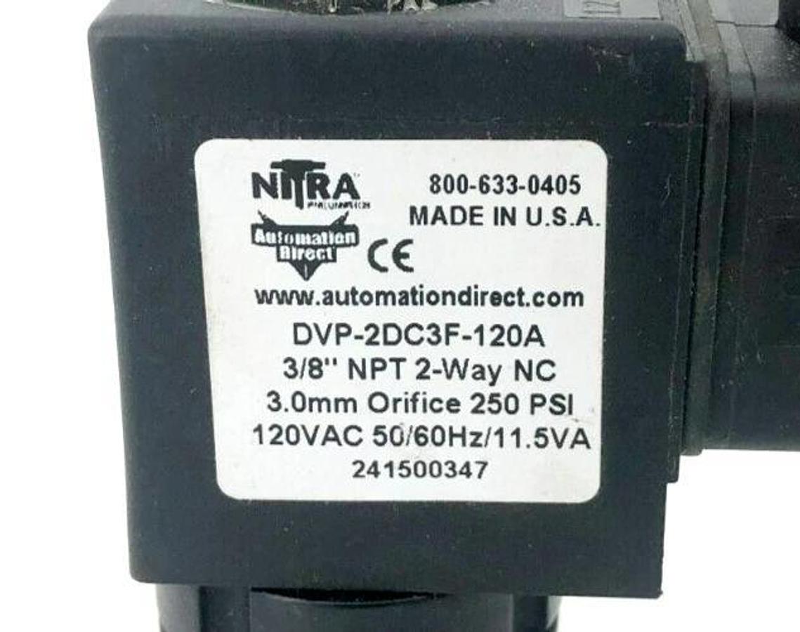New Nitra DVP-2DC3F-120A Solenoid Valve 2-Way 3/8" NPT 120VAC - No Box