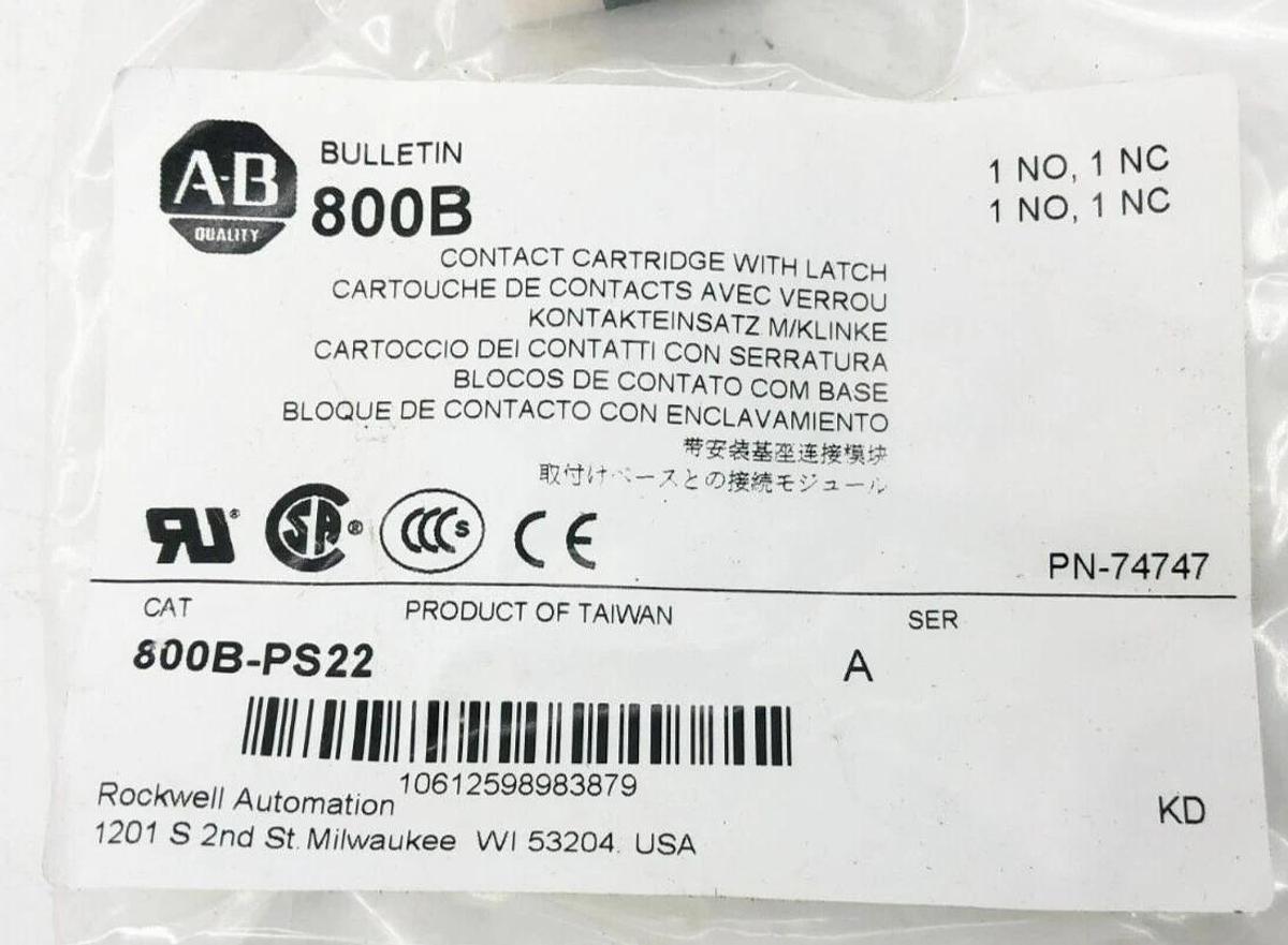 New Allen Bradley 800B-PS22 Ser. A Contact Cartridge With Latch 1NO 1NC 74747