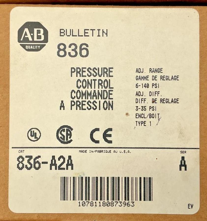 New Allen Bradley 836-A2A Ser A Pressure Control Range 6-140PSI Adj Diff 3-35PSI