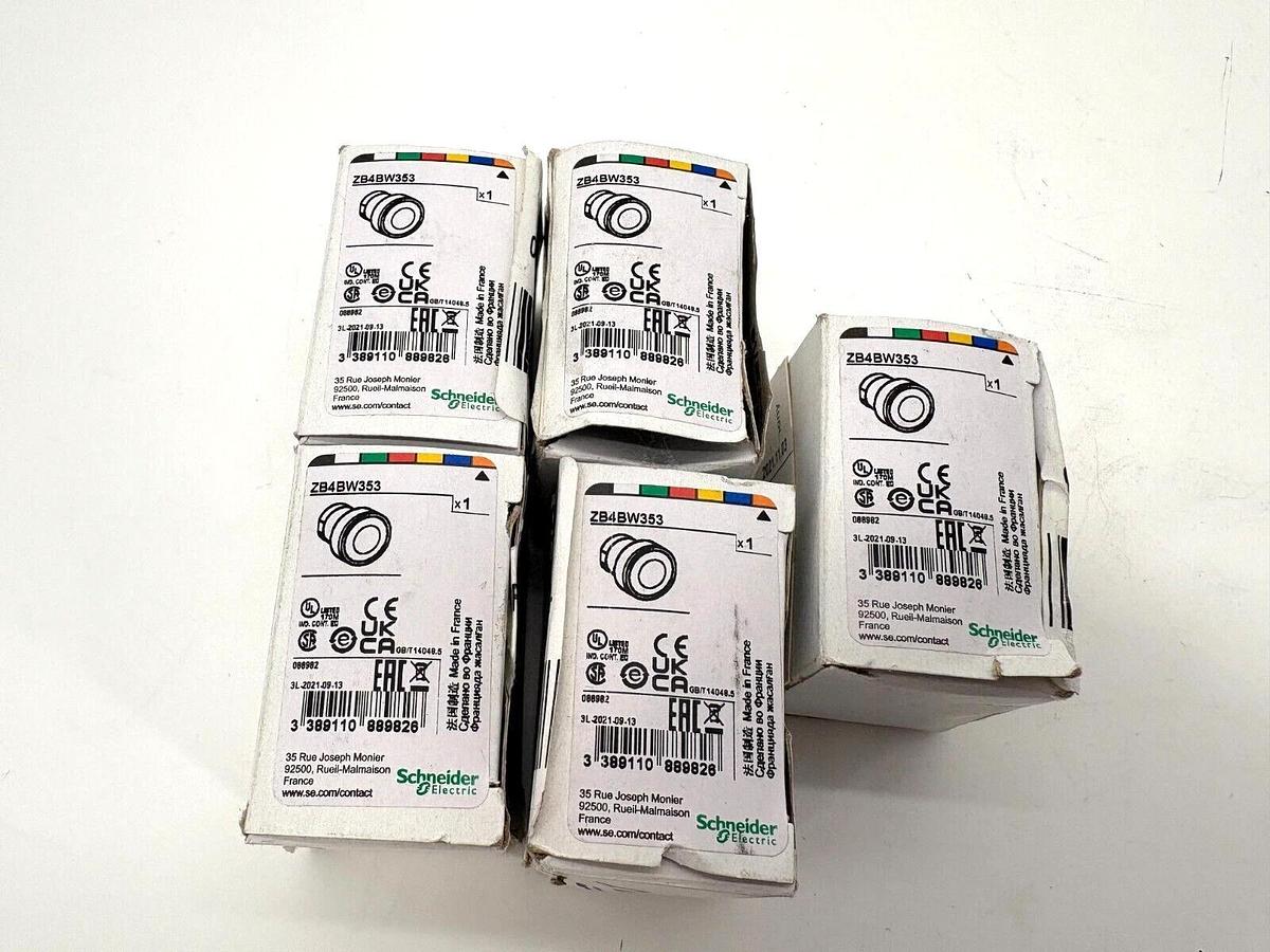 Lot of 5 New Schneider Electric ZB4BW353 Push Button Heads Orange LED 22mm