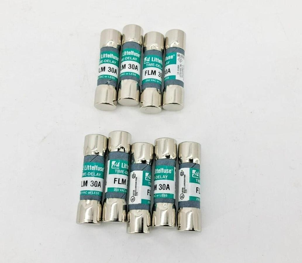 Lot of 9 New Littelfuse FLM-30 Time Delay Fuses 30A 250V