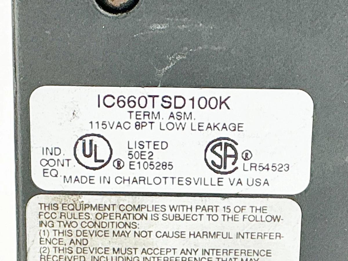 Used GE Fanuc IC660TSD100K Terminal Assembly 115V 8PT Low Leakage