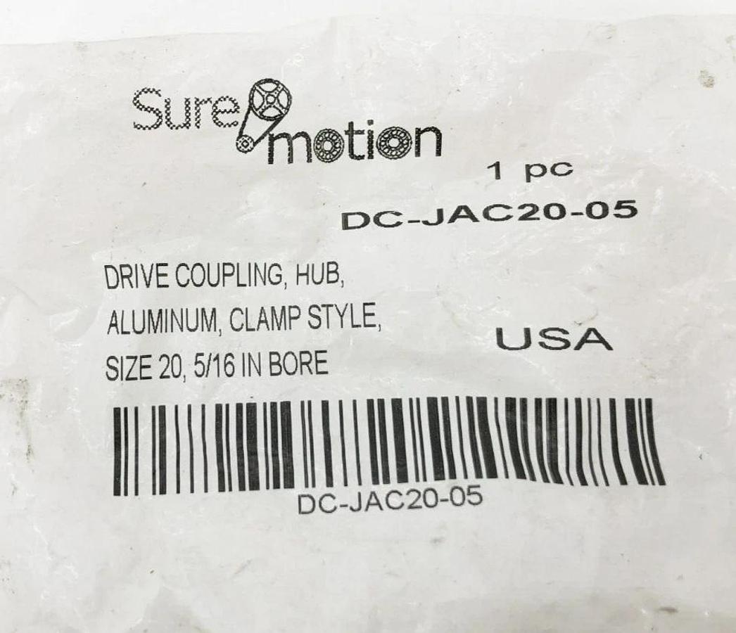 Lot of 2 New Sure Motion DC-JAC20-05 Coupling Hubs 5/16" Bore Aluminum Size 20