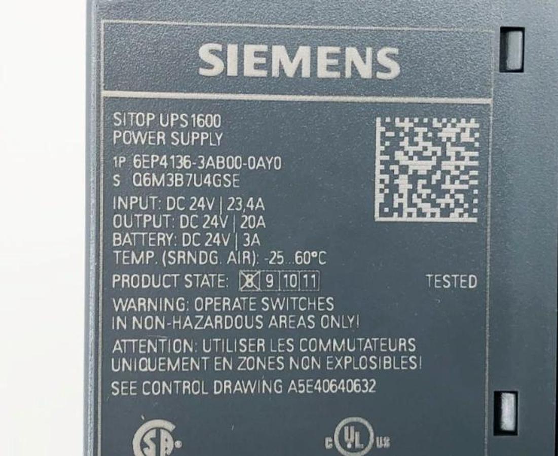 New Siemens 6EP4136-3AB00-0AY0 SITOP UPS1600 Power Supply 24VDC 20A