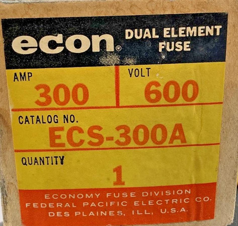 New Economy Fuse ECON ECS-300 Dual Element Fuse 300A 600V ECS300