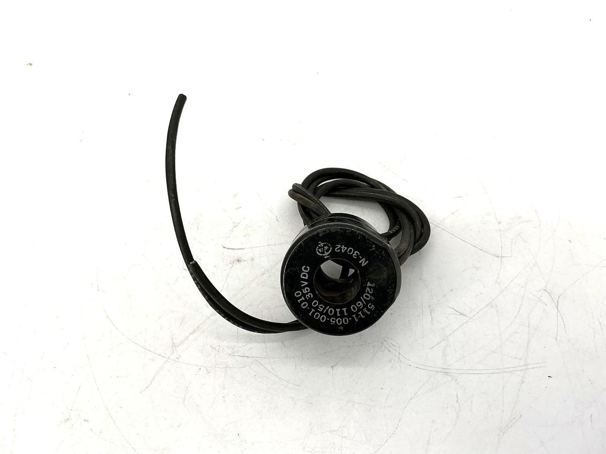 Used 5111-005-001-010 Solenoid Coil 2-Wire 110/120VAC 50/60HZ 35VDC 5111005001010