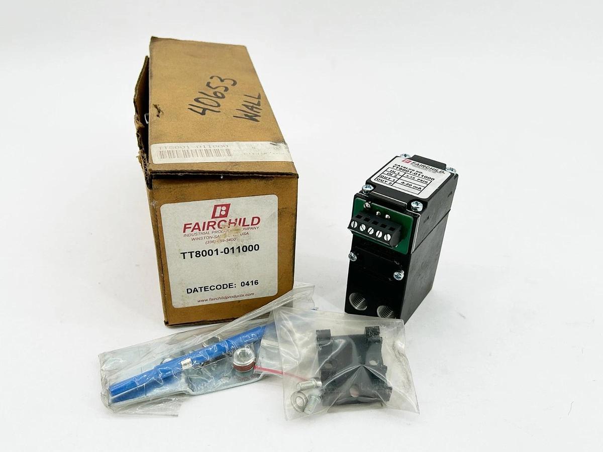 New Fairchild TT8001-011000 Pressure Transducer 3-15 PSI NSMP 20mA 1/2" NPT