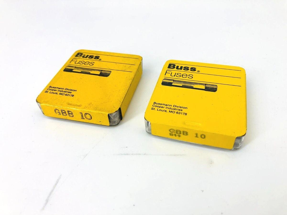 Lot of 2 Packs of 5ea Bussmann GBB-10 Ceramic Cartridge Fuses 10A