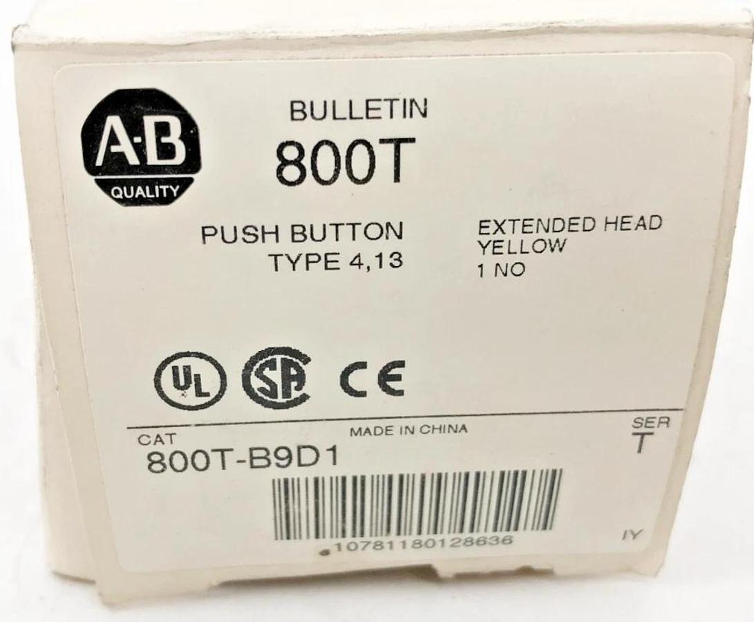 New Allen Bradley 800T-B9D1 Ser. T Yellow Extended Head Pushbutton