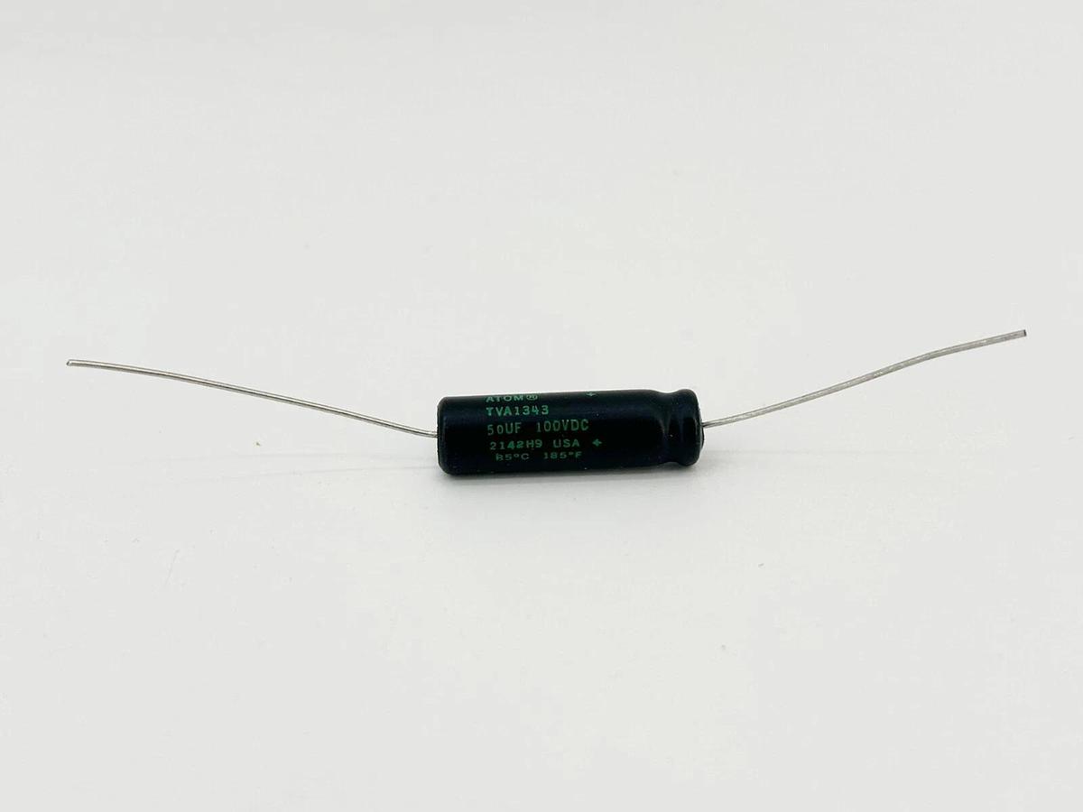 New Lot of 2 Sprague TVA1343 Capacitor 100V 50UF