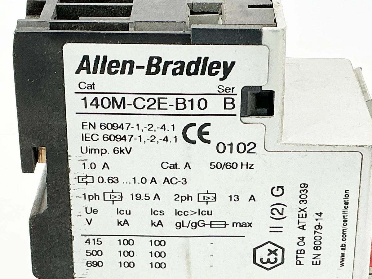 New Allen Bradley 140M-C2E-B10 Circuit Breaker 690V 0.63-1A 2PH Ser.B- No Box
