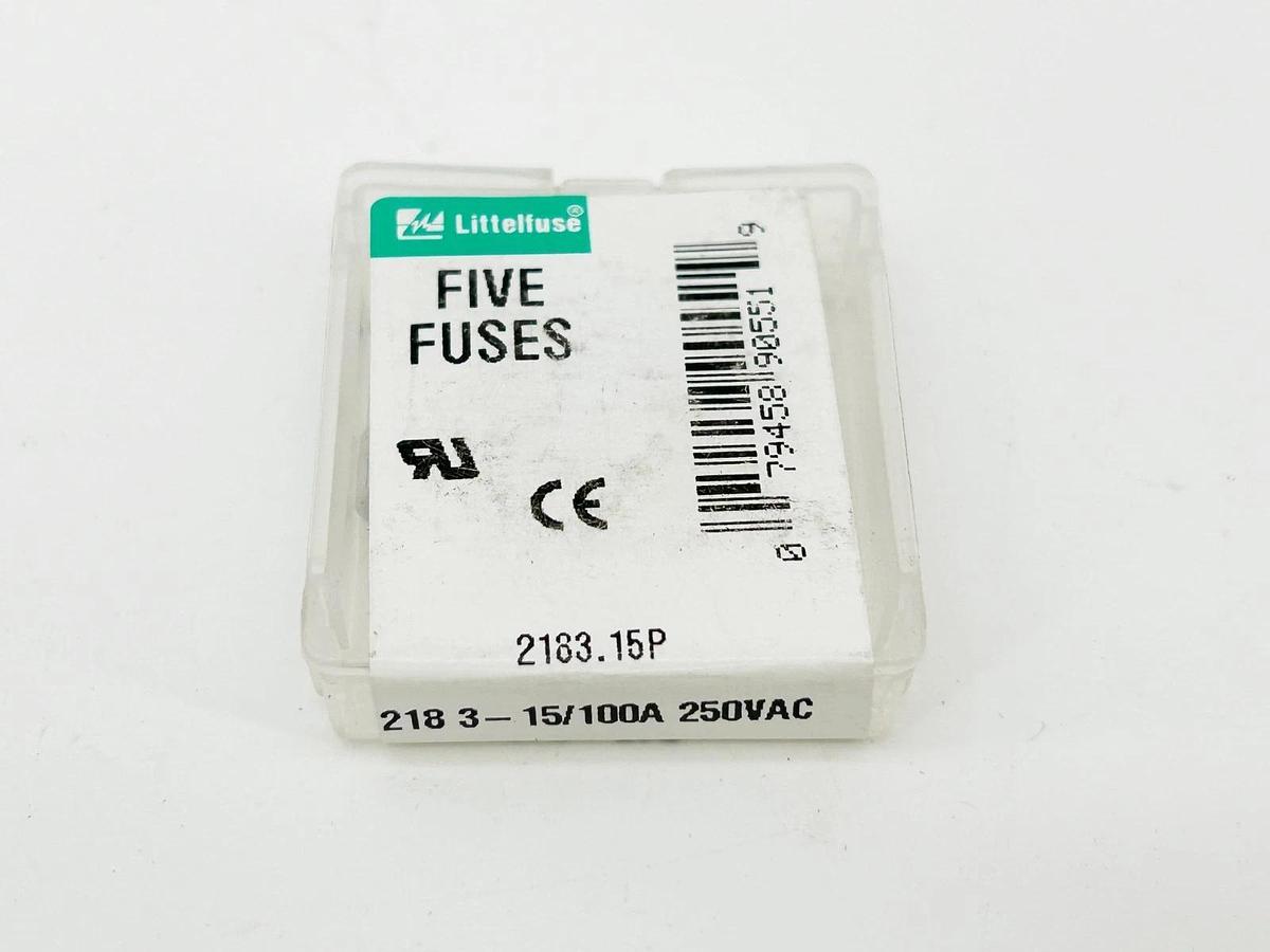 New Lot of 15 Littelfuse 2183.15P Glass Fuse 15/100A 250V 5X20MM