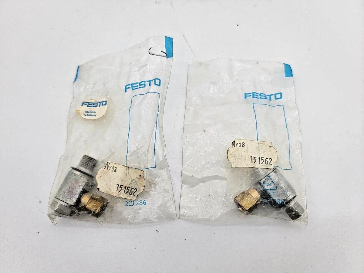 Lot of 2 New Festo 151562 GRLZ-1/8-NPT-1/4-B One-Way Flow Control Valve