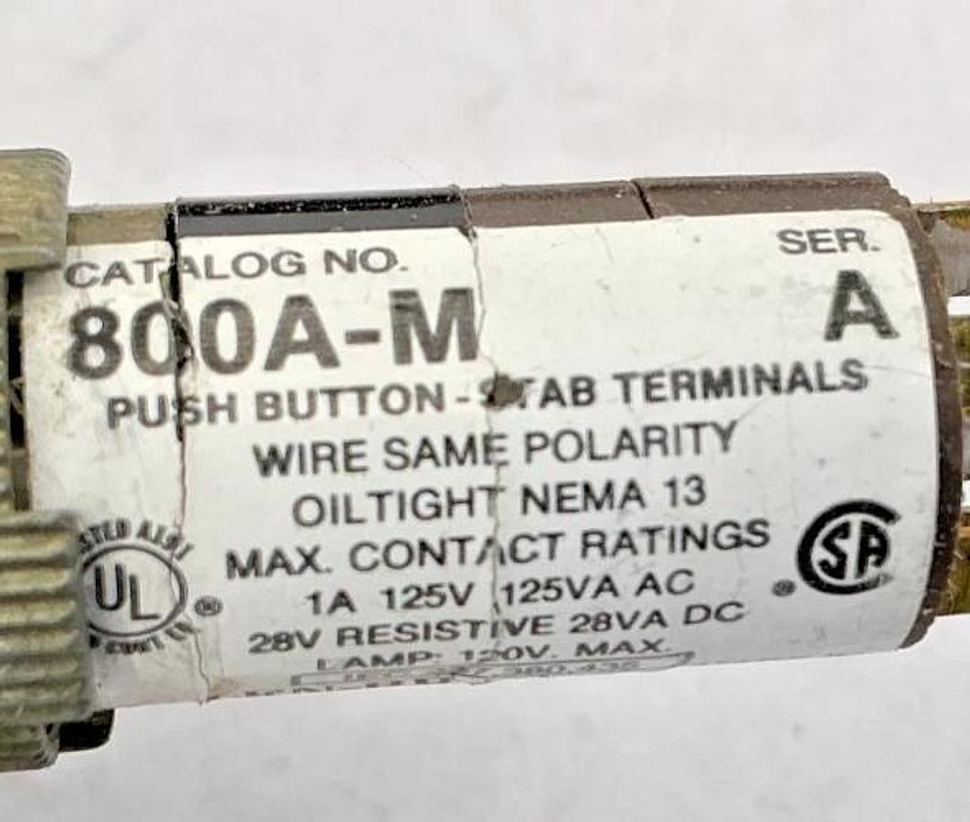 Used Lot of 3 Allen Bradley 800A-M Ser A Momentary Contact Pushbutton Square Clear