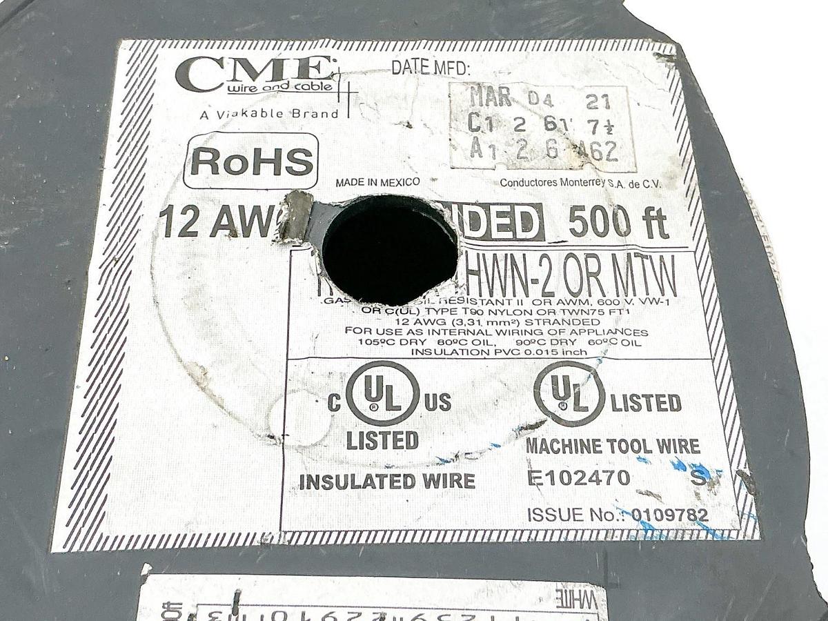 CME E102470 12AWG Stranded THHN OR THWN-2 OR MTW White 300+ft 7.11LB